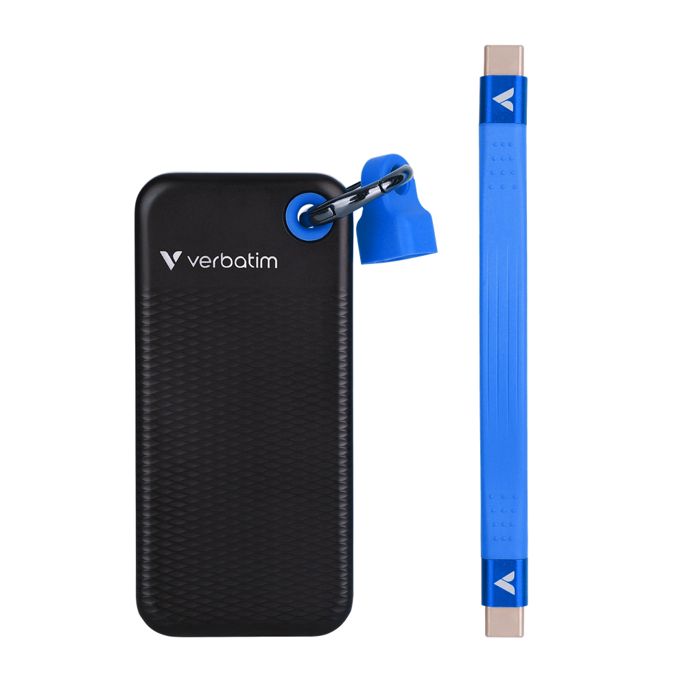 Внешний накопитель Verbatim Pocket SSD 1TB, USB 3.2 Gen2, R/W 1000/1000 МБ/с черный/синий