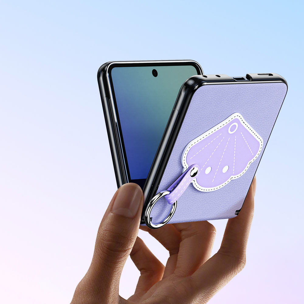 Чехол фиолетового цвета с рисунком для Samsung Galaxy Z Flip 8, серия Luvy Series Case (со съемным ремешком) от Dux Ducis