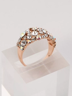 Кольцо Россыпь из белых камней-хамелеонов Swarovski