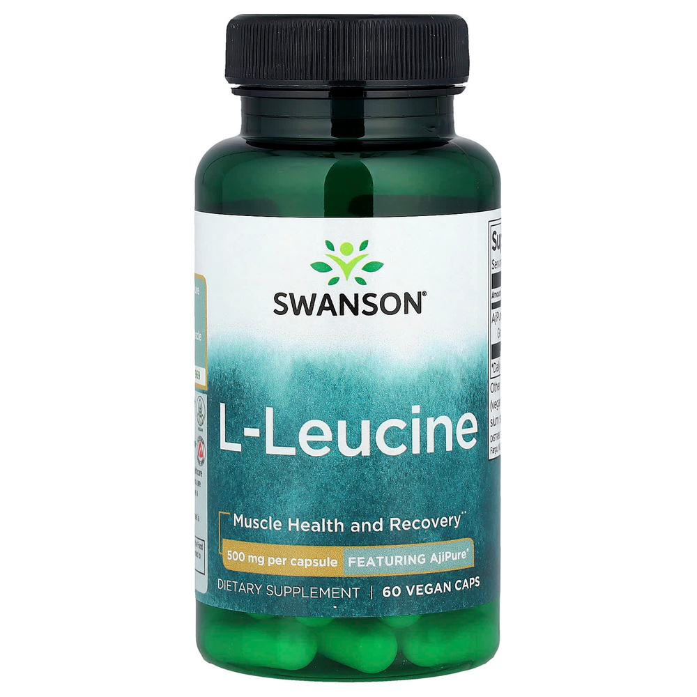 Swanson Vitamins, L-лейцин, 500 мг, 60 веганских капсул