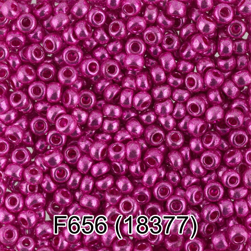 Бисер Gamma 10/0 (2.3 мм), 50 г (10х5 г), F656 малиновый/металлик, 18377, круглый 6