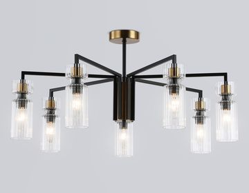 Люстра на штанге 7*E14 LH56115/7 BK/BS/CL чёрный/латунь/прозрачный High Light Modern Ambrella