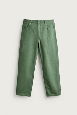 ZARA ДЖИНСЫ RELAXED FIT С ЭФФЕКТОМ СТИРКИ, МЯГКИЙ ЗЕЛЕНЫЙ