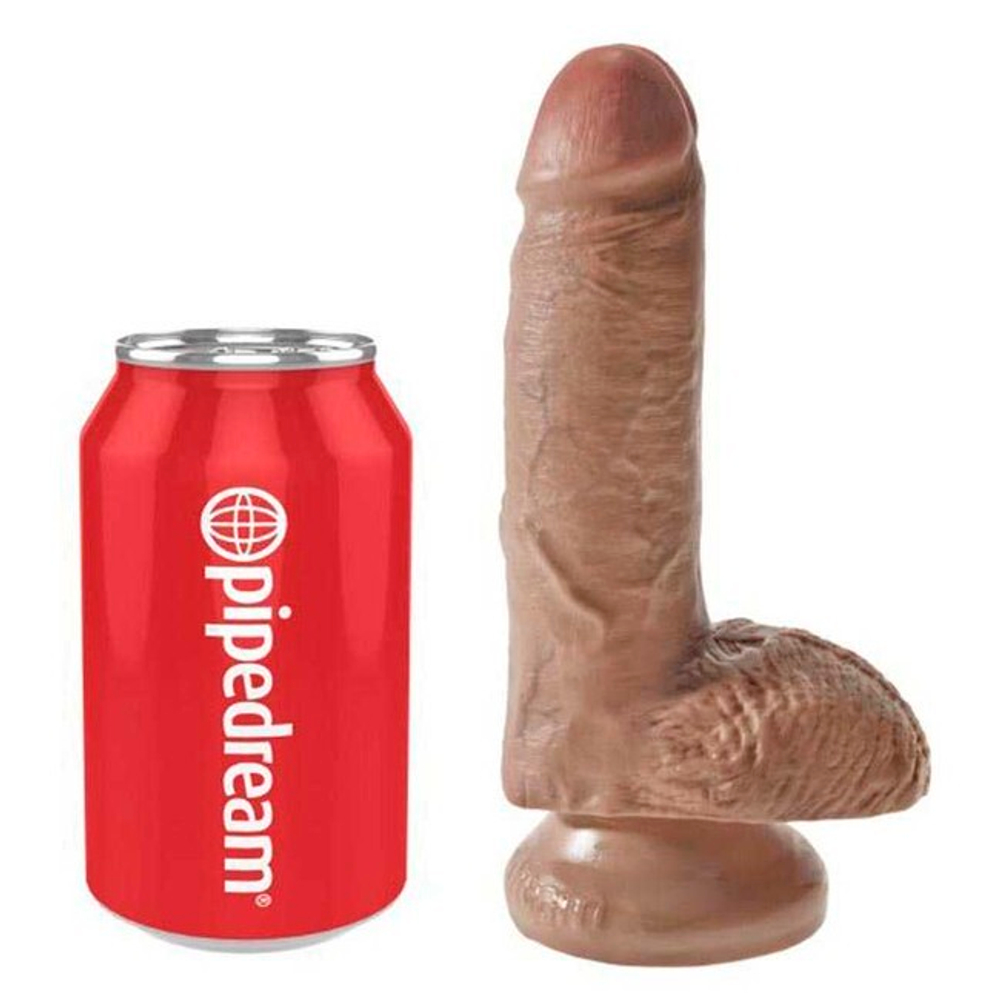 Фаллоимитатор на присоске с мошонкой King Cock 7 Cock with Balls, телесный загорелый (Цвет: коричневый)
