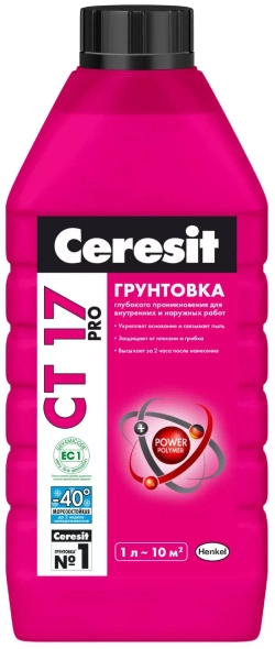 Грунт для внутренних и наружных работ глубокого проникновения Ceresit СТ 17 Pro морозостойкая 1 л