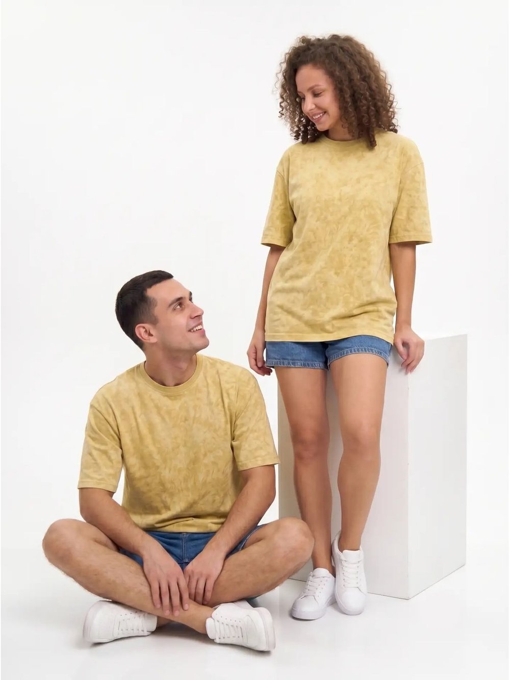 Футболка бежевый меланж  oversize XS-M
