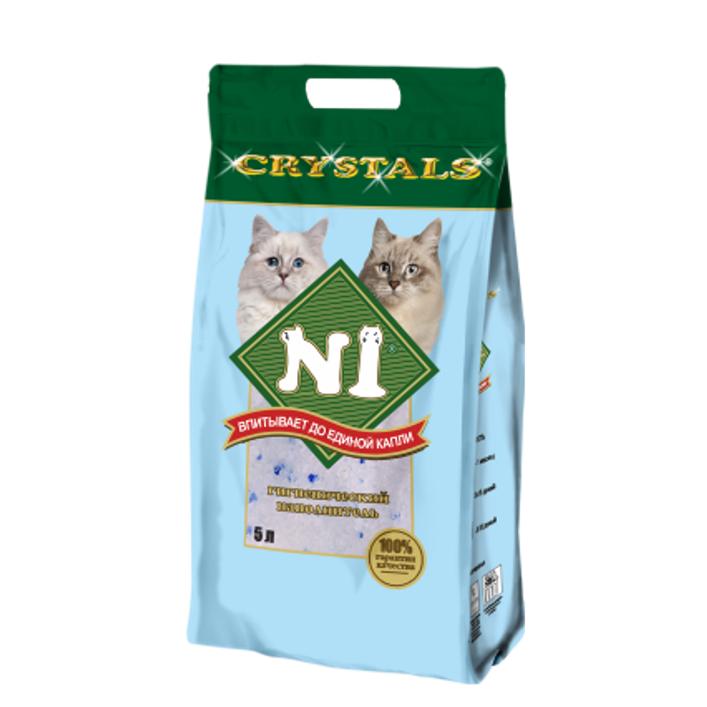№1 CRYSTALS Наполнитель силикагелевый голубой, 5 л
