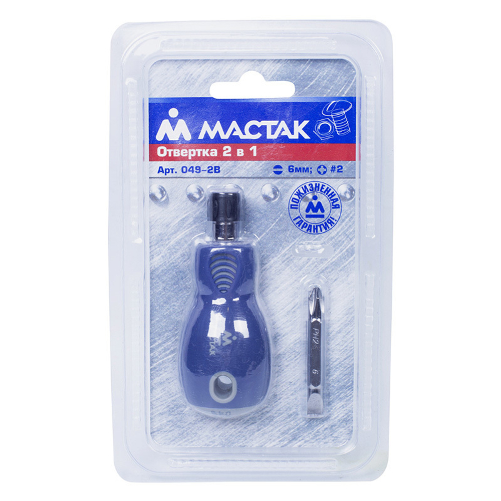 МАСТАК (049-2B) Отвертка двухсторонняя PH2 / SL6.0