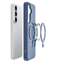 Матовый чехол темно-синего цвета с MagSafe для Samsung Galaxy S26, серия Yind Series Case от Dux Ducis (версия с магнитной откидной подставкой)