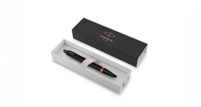 Шариковая ручка Parker IM Vibrant Rings Flame Orange, стержень: Mblue, в подарочной упаковке.