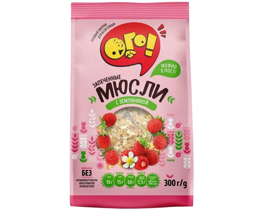 Мюсли Ого! запеченные земляникой 300г