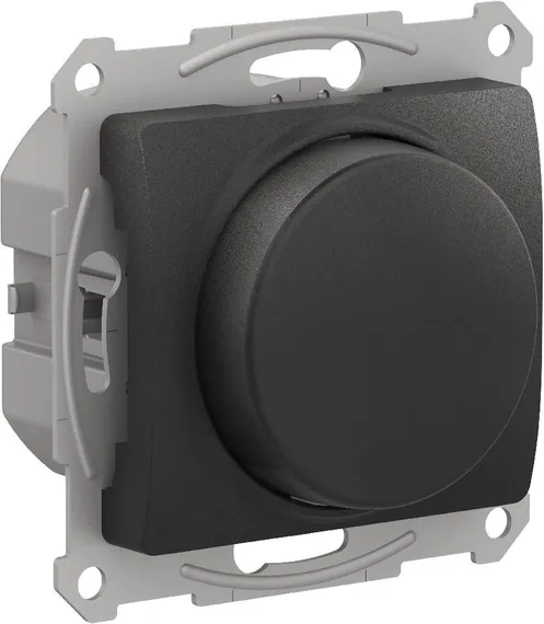 Светорегулятор поворотно-нажимной, LED, RC, 400 Вт Systeme Electric Glossa Антрацит GSL000723