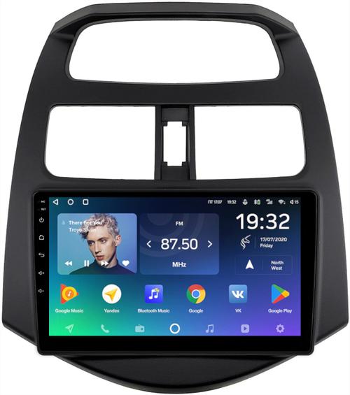 Магнитола для Chevrolet Spark M300 2009-2022, Ravon R2 (рамка матовая) - Teyes CC2 PLUS монитор 9" QLED, Android 10, Быстрая, SIM-слот