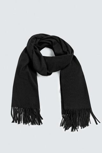 ZARA ШАРФ С БАХРОМОЙ, ЧЕРНЫЙ