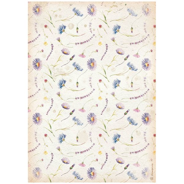 Бумага рисовая Create Happiness Welcome Home fiori blu, 28 г/м², 21х29,7 см (А4), 1 лист, Stamperia