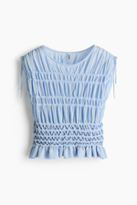 Тонкий трикотажный топ со сборками - H&M