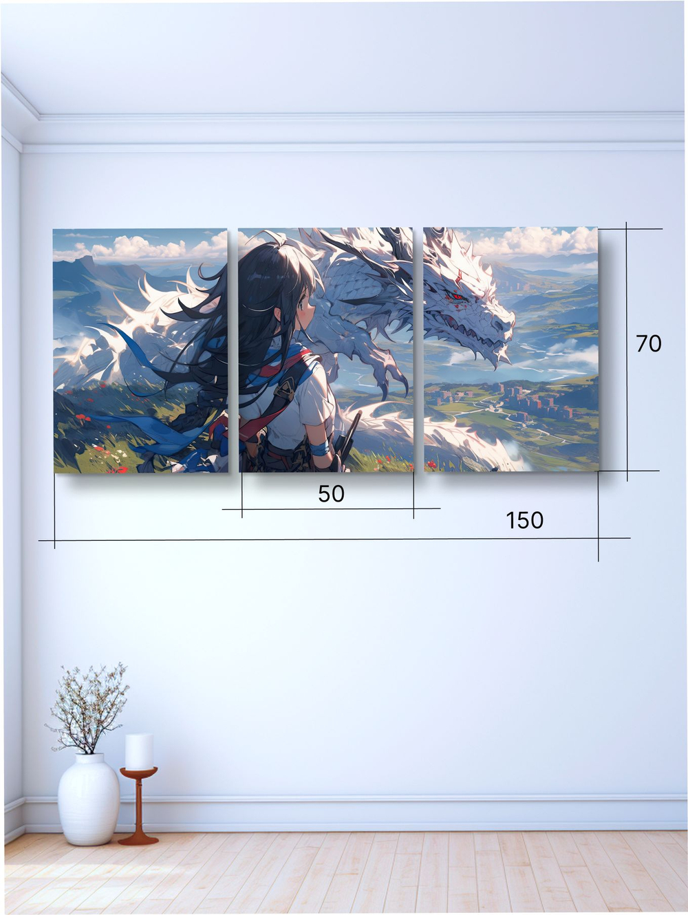 Картина Ночная луна модульная 50x70см 3шт.