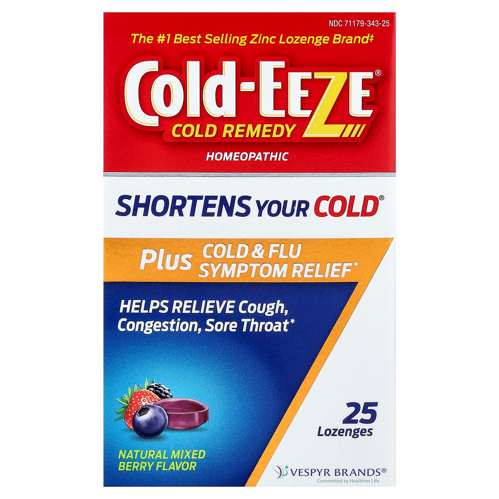 Cold Eeze, средство от простуды, натуральное средство для облегчения симптомов простуды и гриппа, натуральное ягодное ассорти, 25 пастилок