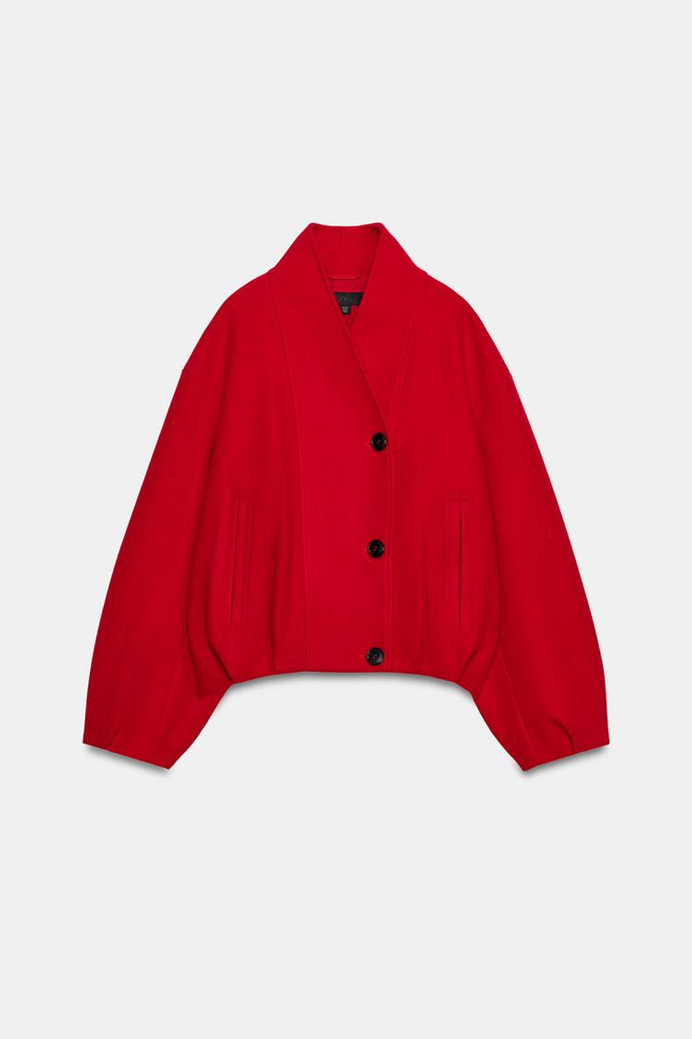 ZARA ДВУБОРТНАЯ КУРТКА ИЗ МЯГКОЙ ТКАНИ, КРАСНЫЙ