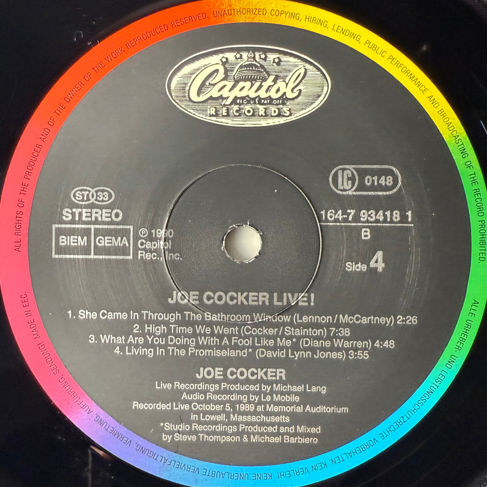 Joe Cocker - Joe Cocker Live! 2LP (Европа 1990г.)