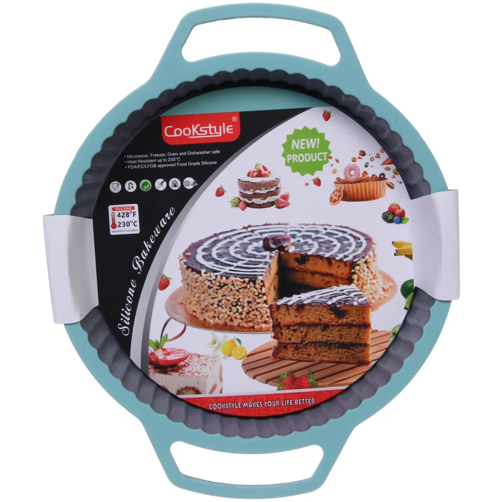 Форма силиконовая «Кухонная магия» круглая с ручками 23*31*3см, с металлической вставкой
