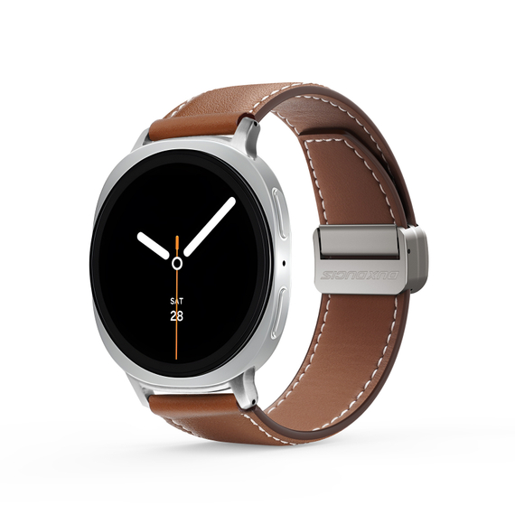 Ремешок из натуральной кожи коричневого цвета от Dux Ducis для смарт часов Samsung Galaxy Watch 8 (40 и 44мм), серия YA Series