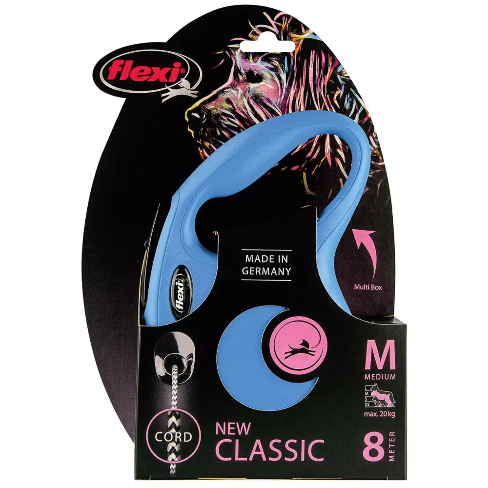 Поводок-рулетка Flexi New Classic M (до 20 кг) 8 м трос синяя