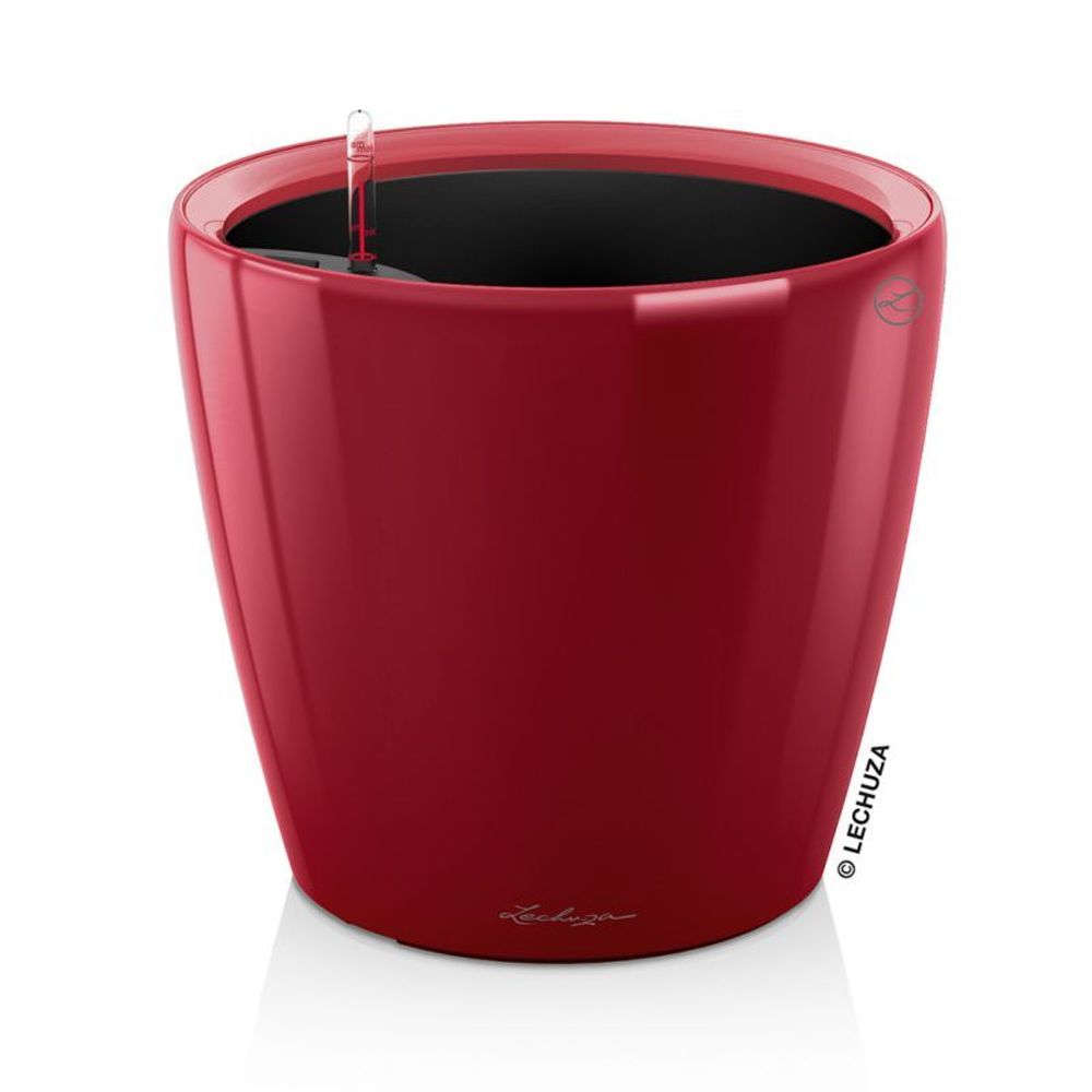 Кашпо Lechuza "Classico LS Complete scarlet red high gloss" (пластик), D21xH20 см