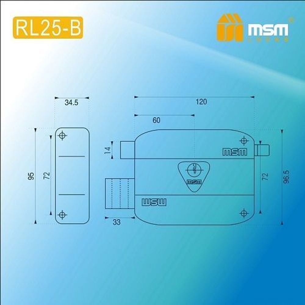 Замок накладной MSM RL 14-B  BK черный