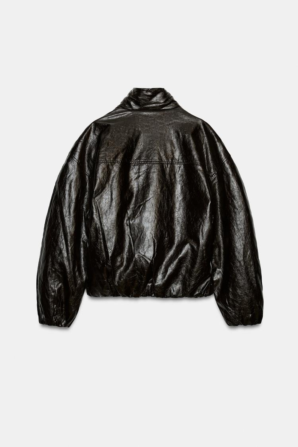 ZARA СТЕГАНАЯ КУРТКА «ПОД КОЖУ» — ZW COLLECTION, БУРГУНДИ