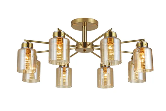 Люстра потолочная Rilon 07570/8 COPPER, 8×40 Вт, латунная