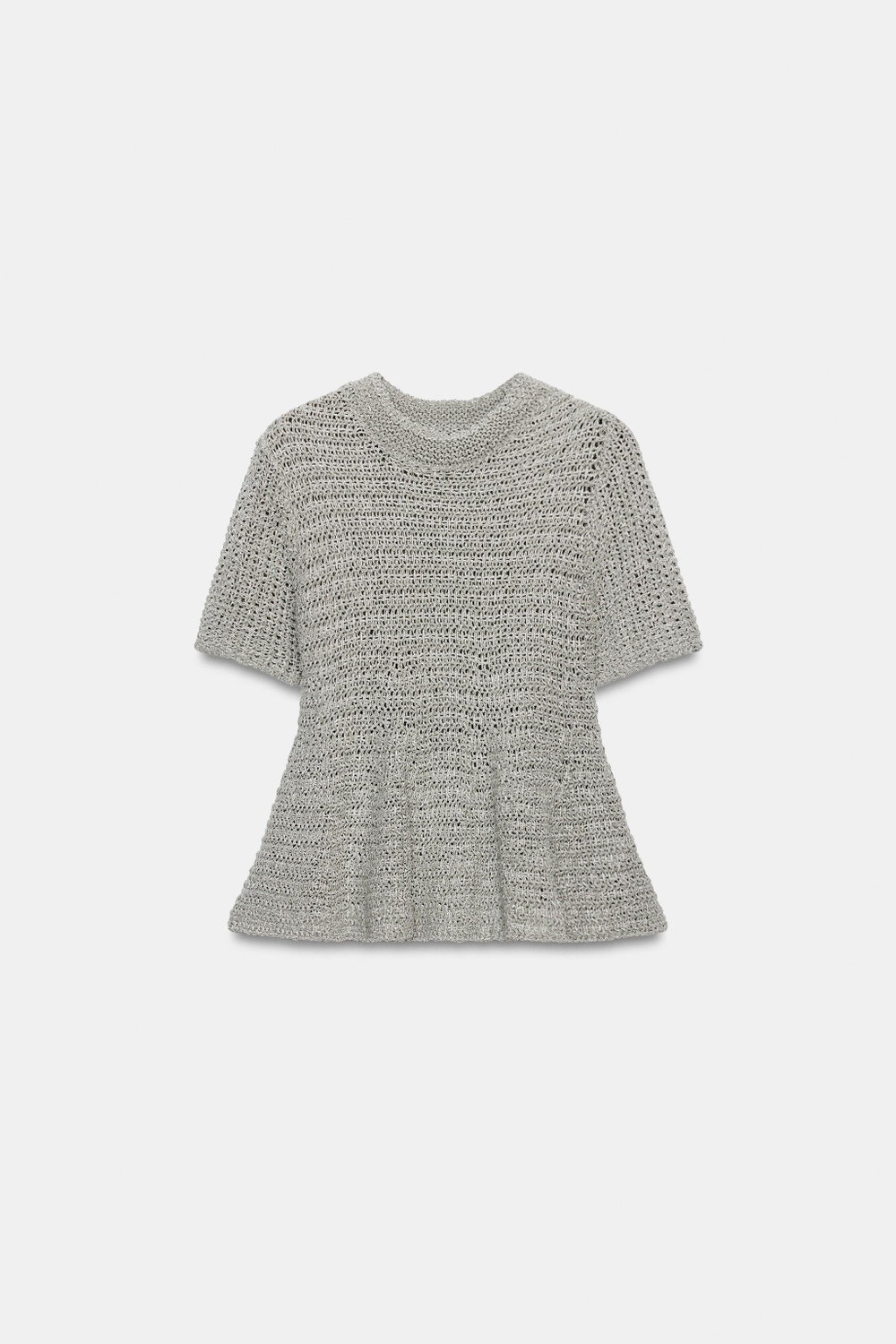 АЖУРНЫЙ ТРИКОТАЖНЫЙ ТОП С БАСКОЙ — ZARA