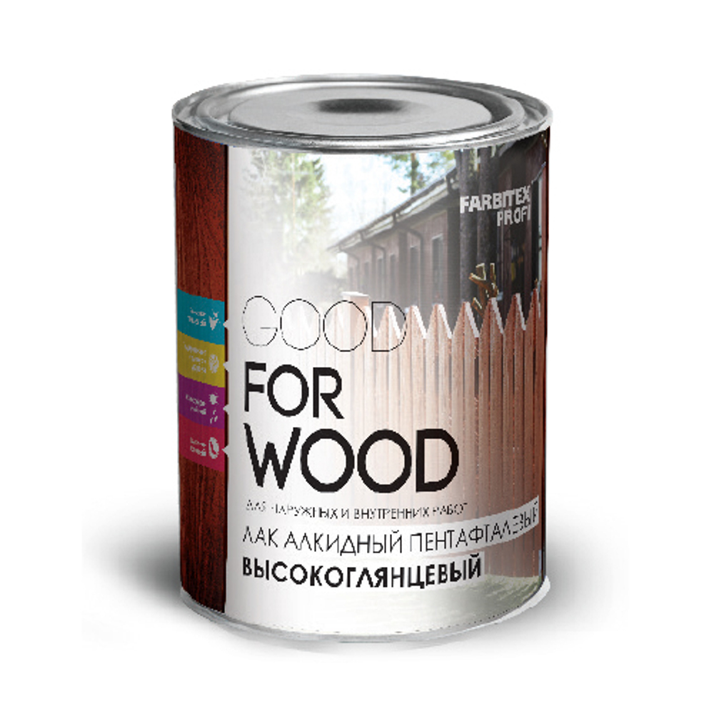 Лак алкидный пентафталевый высокоглянцевый 3л FARBITEX PROFI  GOOD FOR WOOD +