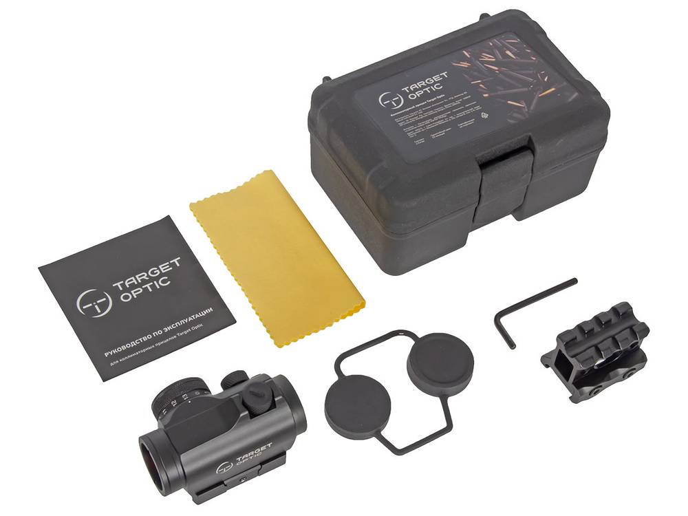 Коллиматор Target Optic 1x22, на Weaver/Picatinny, закрытого типа, проставка, точка 2 MOA, красная марка, CR2032, 116 г - фото 3