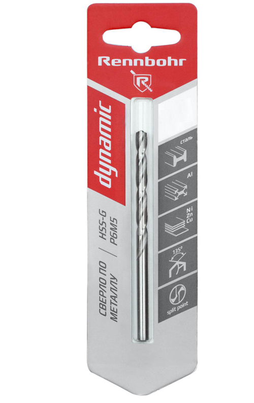 Сверло по металлу ЦХ, 7,0х109мм, HSS-G, P6M5, 1шт/уп,RENNBOHR DYNAMIC CARD