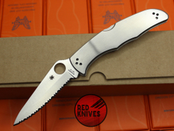 Нож Spyderco Endura® 4 Stainless - рукоять стальная, клинок серрейтор
