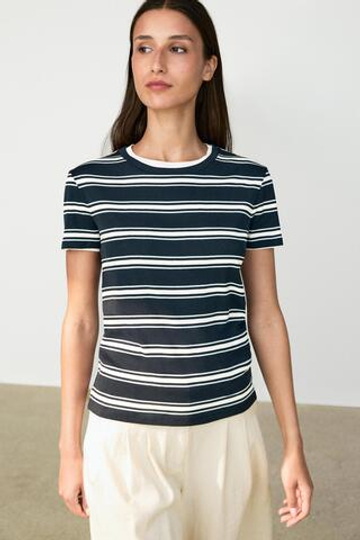 Massimo Dutti Двойная футболка в полоску с короткими рукавами, синий