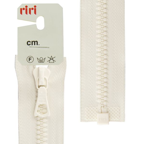 Молния трактор RIRI Т6 (6 мм) 1 зам., разъем., 55 см, цв.2111, бело-бежевый св., 1 шт