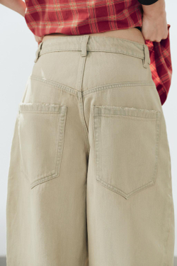 ZARA ДЖИНСЫ BAGGY TRF СО СРЕДНЕЙ ТАЛИЕЙ, ЛИНЯЛЫЙ СИНИЙ