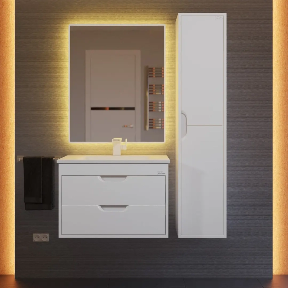 Тумба с раковиной для ванной Uperwood Modul 65 см, подвесная, матовая, белая