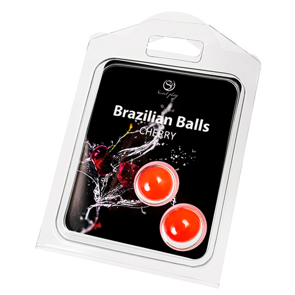 Набор из 2 шариков с массажным маслом с ароматом вишни Secret Play Brazilian Balls
