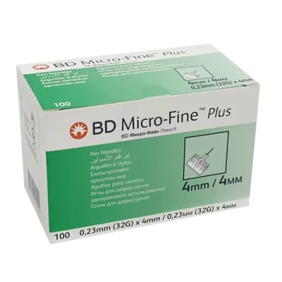 Игла для шприц-ручек 0,23x4,0 мм (32G) BD Micro-Fine Plus 100 шт