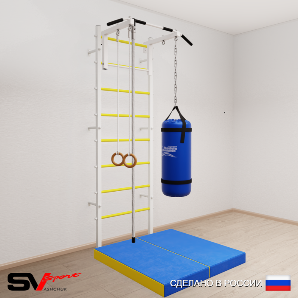 Шведская стенка Sv Sport 5136 (Турник стандарт/Канат/Кольца/Цепь/Мешок 22кг/Мат 1м)