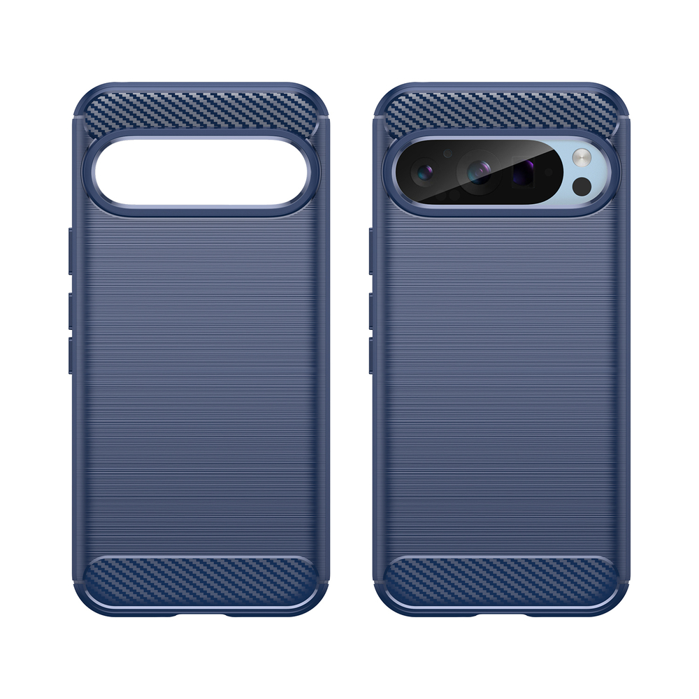 Чехол синего цвета с дизайном под карбон на Google Pixel 9 Pro, серия Carbon от Caseport