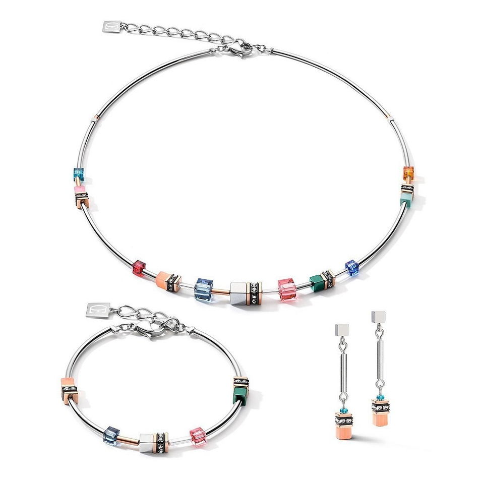 Серьги Coeur de Lion Motion Multicolor 5025/21-1559 цвет серебряный, оранжевый, бежевый