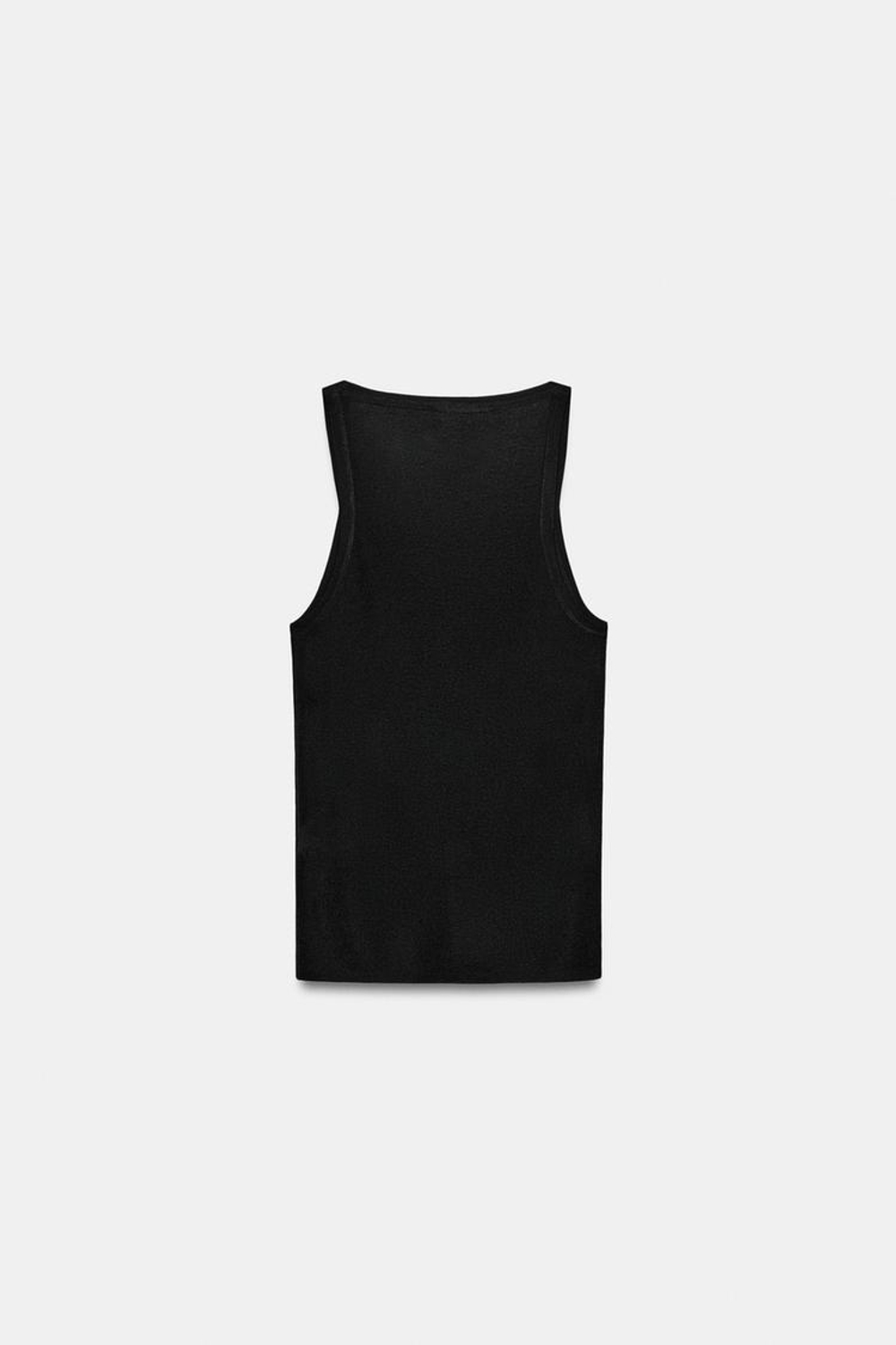 ZARA ТОП ИЗ ТОНКОГО ТРИКОТАЖА БЕЗ РУКАВОВ, ЧЕРНЫЙ