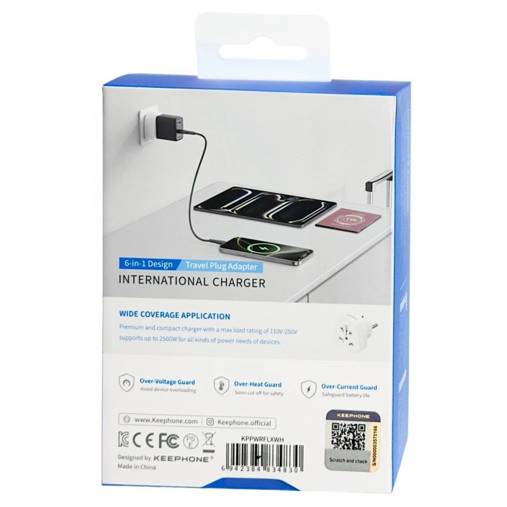 Сетевой переходник адаптер для евророзетки Keephone Powerflex белый