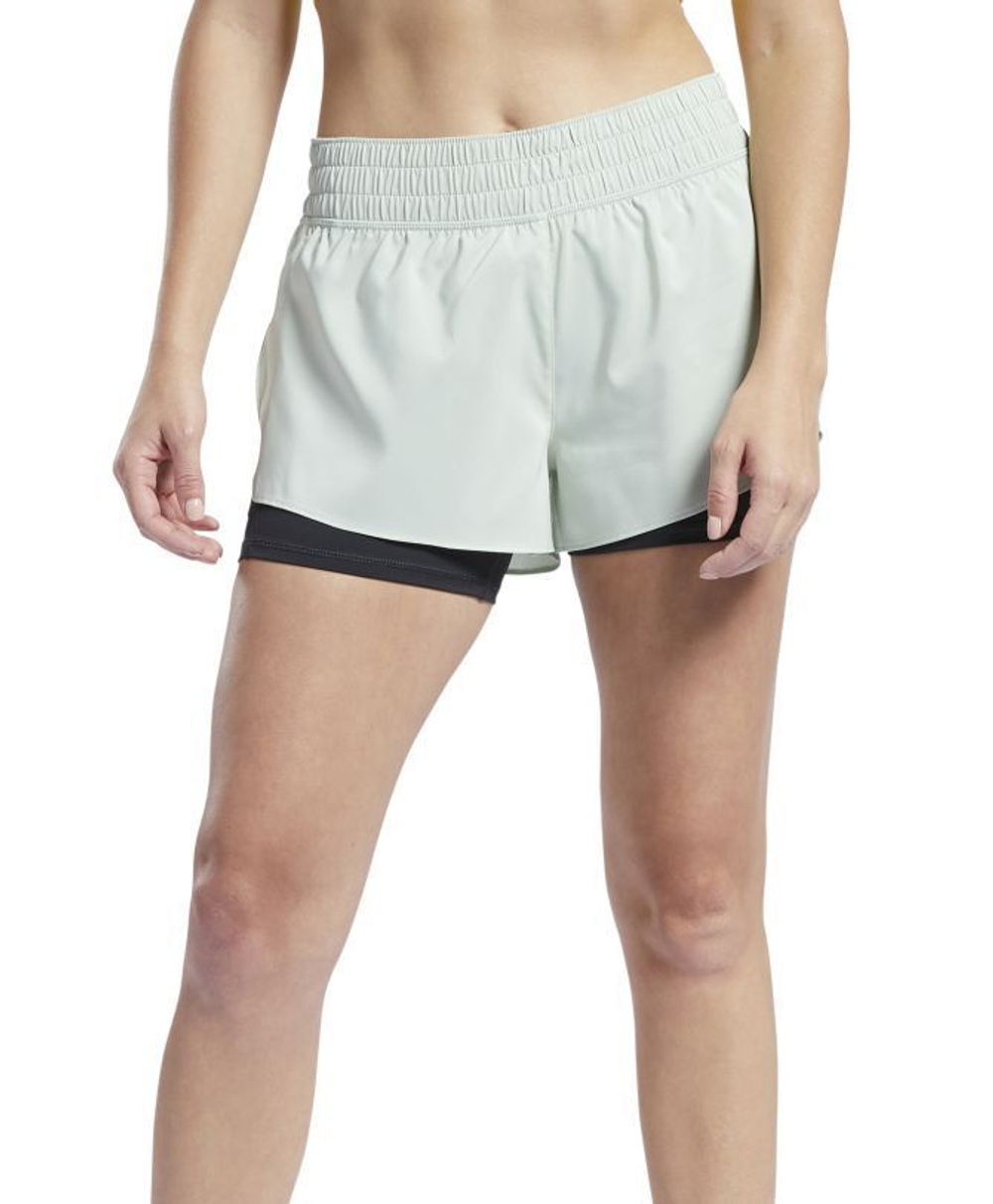 Женские Шорты теннисные Reebok Workout Ready Run 2 in 1 Short W - зеленый
