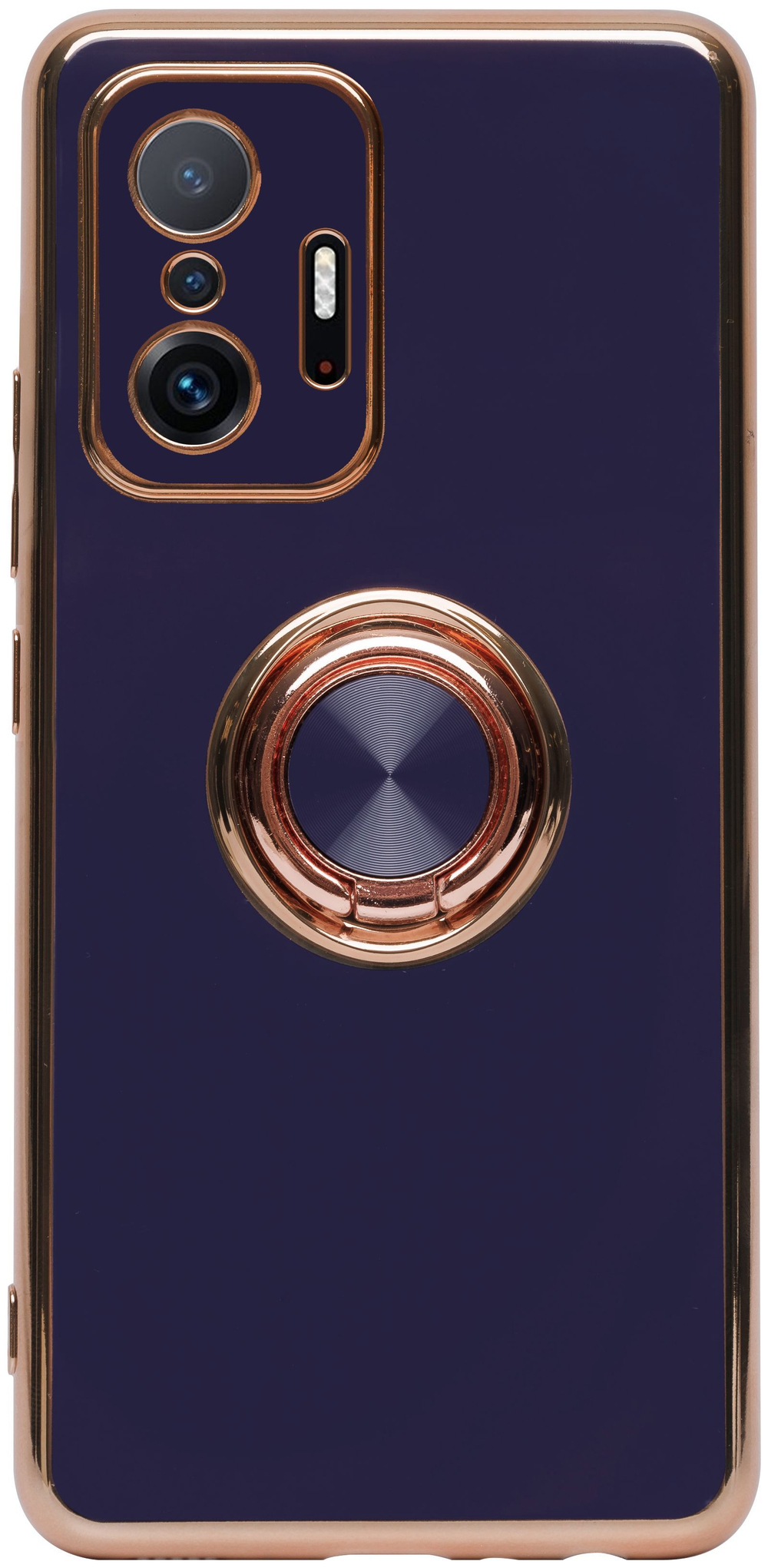 Стильный глянцевый чехол для XIAOMI 11T PRO / 11T с кольцом-подставкой и бархатной подкладкой