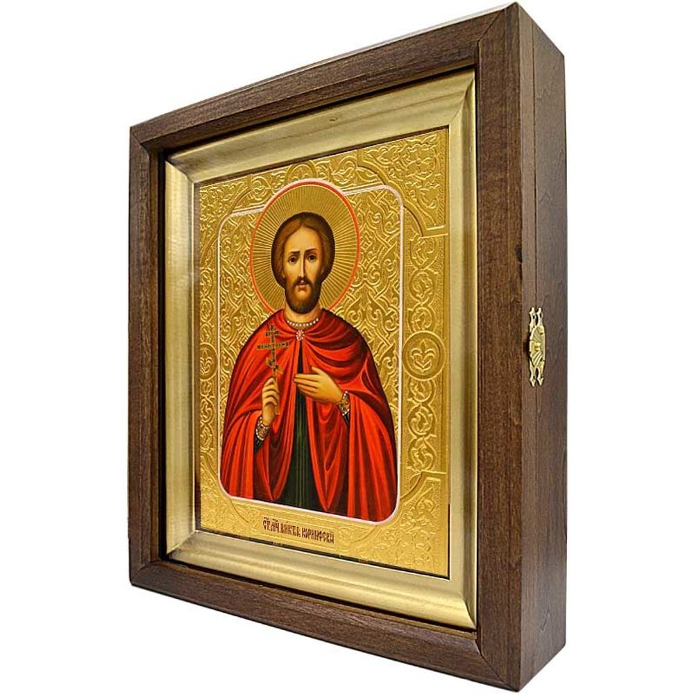 Святой Виктор. Рукописная икона в киоте